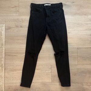 Topshop Black Skinny Jeans with Distressed Knees